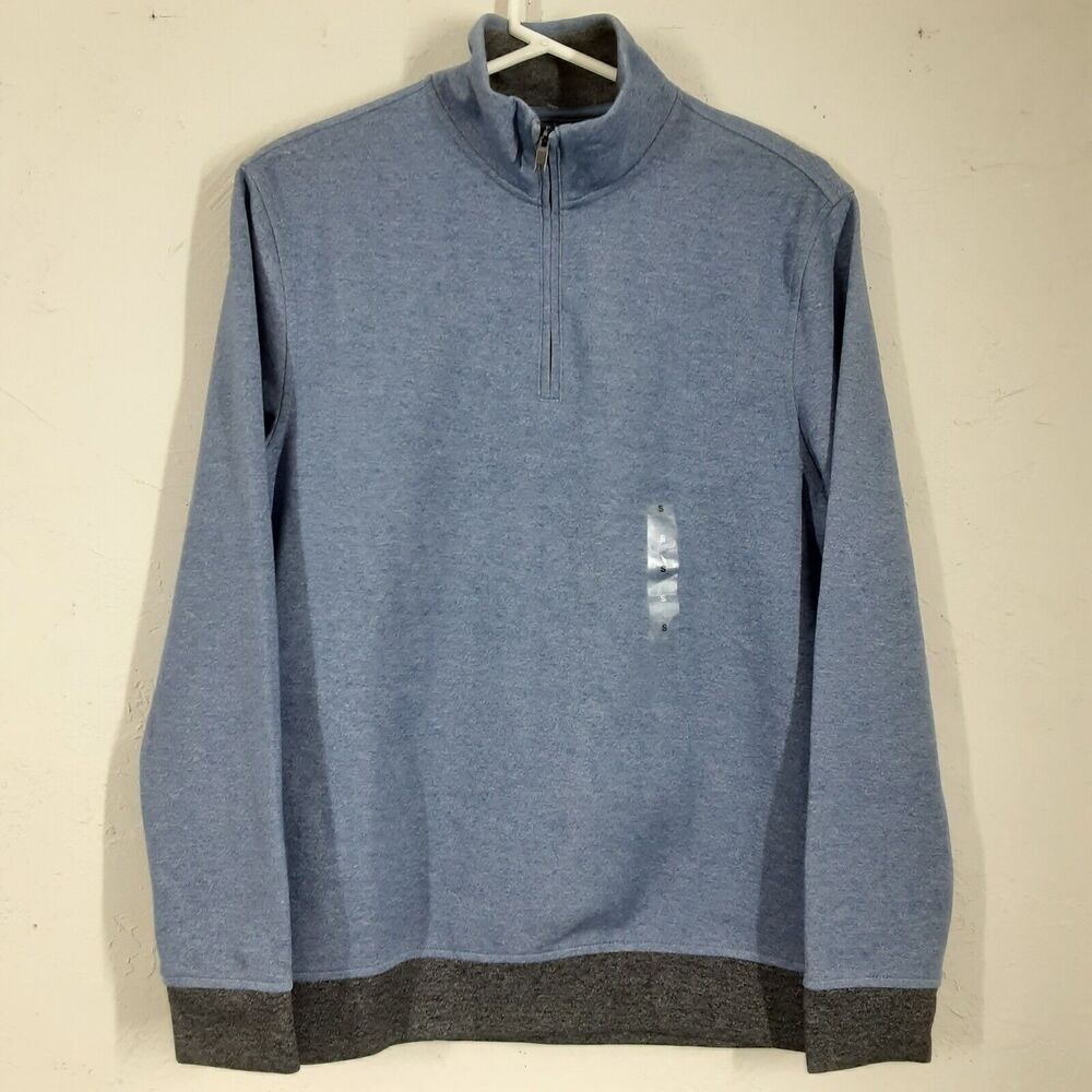 NWT Alfani Adult Mens Small Blue Heather 1/4 Zip Long Sleeve Sweater